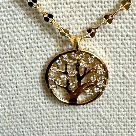 Tabitha Webb Tree Of Life Necklace NIB 925 Gold Vermeil chain Minimalist 17" - Picture 6 of 13